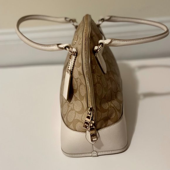 Coach Cora Domed Satchel Signature Cream/Tan - Picture 2 of 4